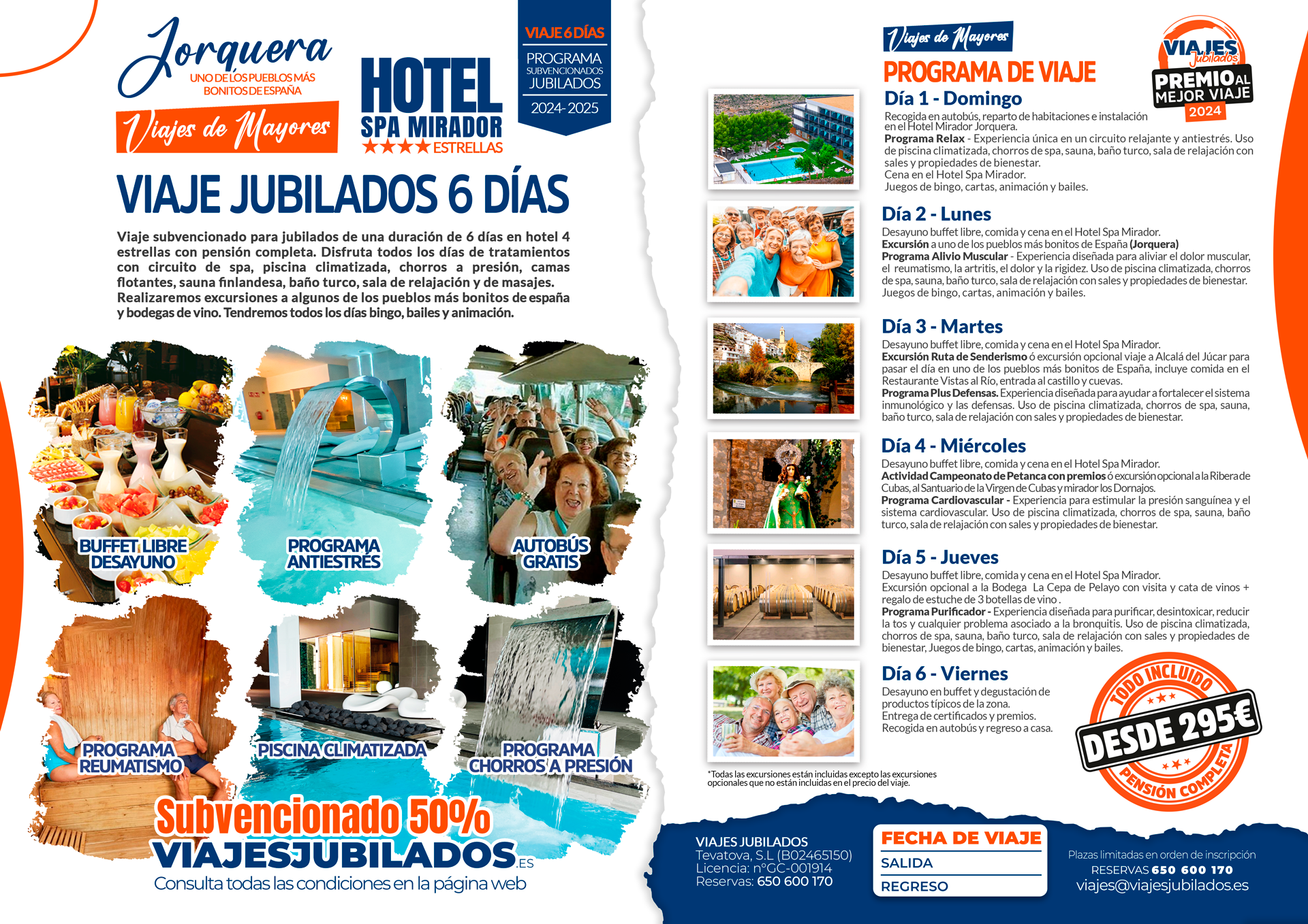 Paisaje de Jorquera con el eslogan del viaje de 6 días para jubilados